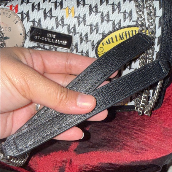 Brandnew Karl Lagerfeld Black, White & Yellow Paris Patch Crossbody Bag - Picture 3 of 12